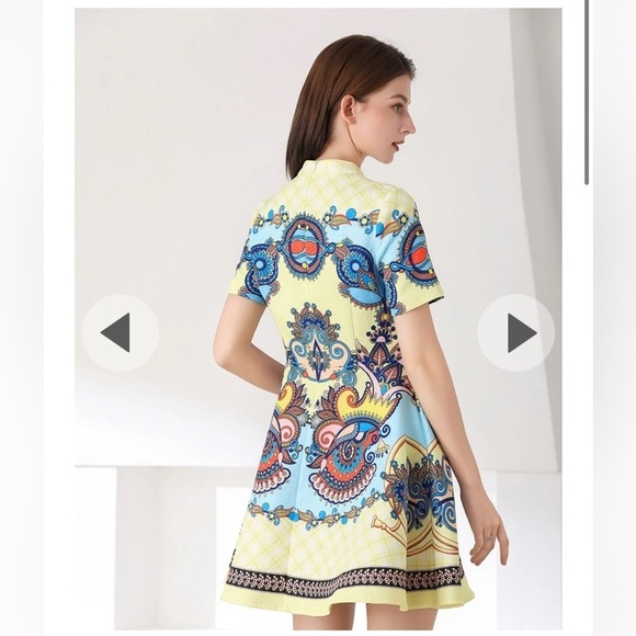 Comino Couture London Lemon Check Abstract Dress Size 8 - Picture 3 of 16